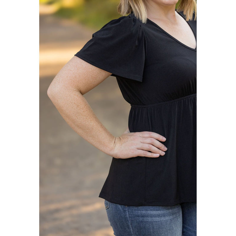 IN STOCK Emery Ruffle Top - Black | Women's Blouse FINAL SALE