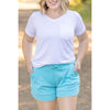 IN STOCK French Terry Stevie Shorts - Capri Blue | Women's Casual Shorts FINAL SALE