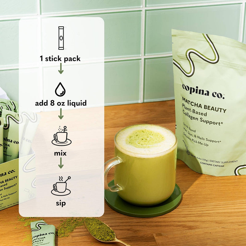 Matcha Plant-Based Collagen Boost Latte Stick Packs